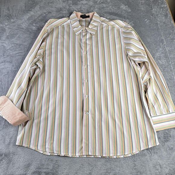 J Ferrar Shirt Mens XL Multicolor Striped Long Sleeve Button Up Casual Classic - Picture 2 of 8